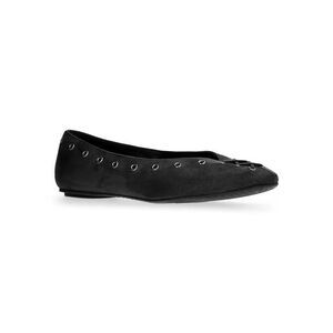 Time and Tru Women's 7 Faux Suede Corset Ballet Flats NWT Black